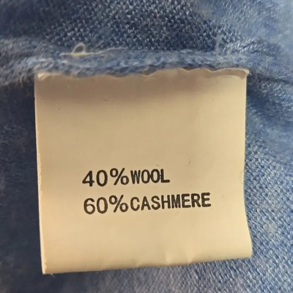 Polo Ralph Lauren Wool Cashmere V Neck Sweater Pony Logo Blue Size Medium